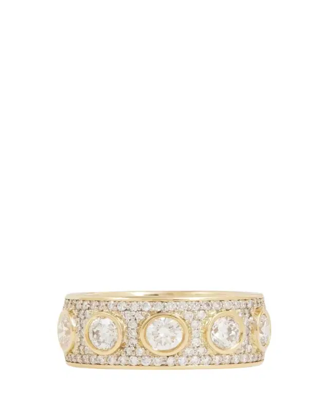Jamie Wolf 18K Yellow & White Gold Bezel-Set & Pave Diamond Band, Size