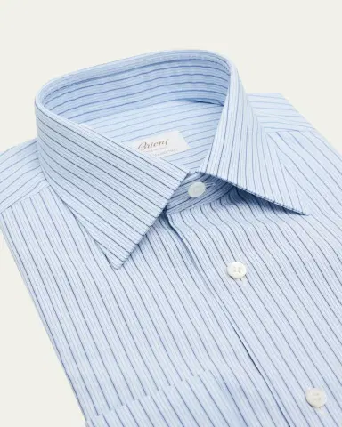 Brioni Men's Ventiquattro Cotton Multi-Stripe Dress Shirt | Thumbnail 2