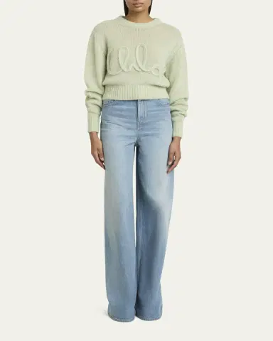 Chloé Logo Embroidered Alpaca Wool Sweater | Thumbnail 2 Chloé Logo Embroidered Alpaca Wool Sweater | Thumbnail 2