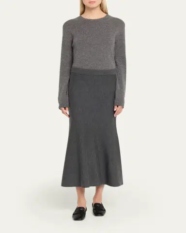 SIMKHAI Atwood Wool Trumpet Midi Skirt | Thumbnail 2 SIMKHAI Atwood Wool Trumpet Midi Skirt | Thumbnail 2