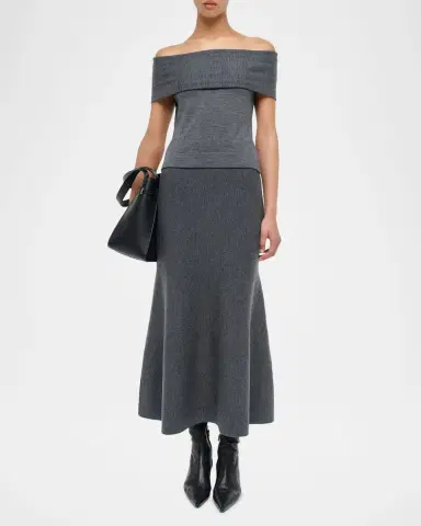 SIMKHAI Atwood Wool Trumpet Midi Skirt | Thumbnail 6 SIMKHAI Atwood Wool Trumpet Midi Skirt | Thumbnail 6