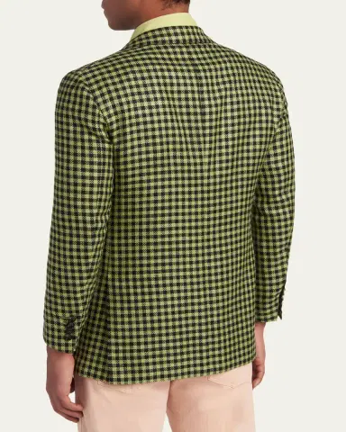 Kiton Men's Gingham Check Single-Breasted Sport Coat | Thumbnail 3 Kiton Men's Gingham Check Single-Breasted Sport Coat | Thumbnail 3