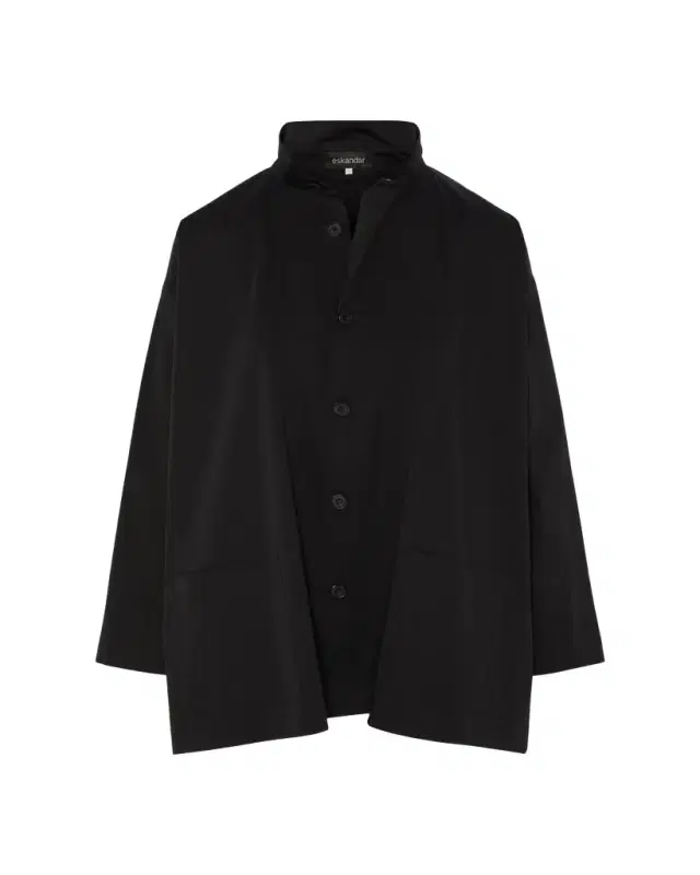 Slim A-Line Double Stand-Collar Shirt With Stepped Insert (Long Length)