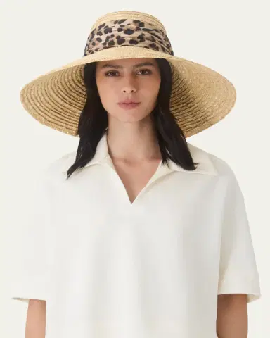 Eugenia Kim Mirabel Animal-Print Bow Straw Hat | Thumbnail 3