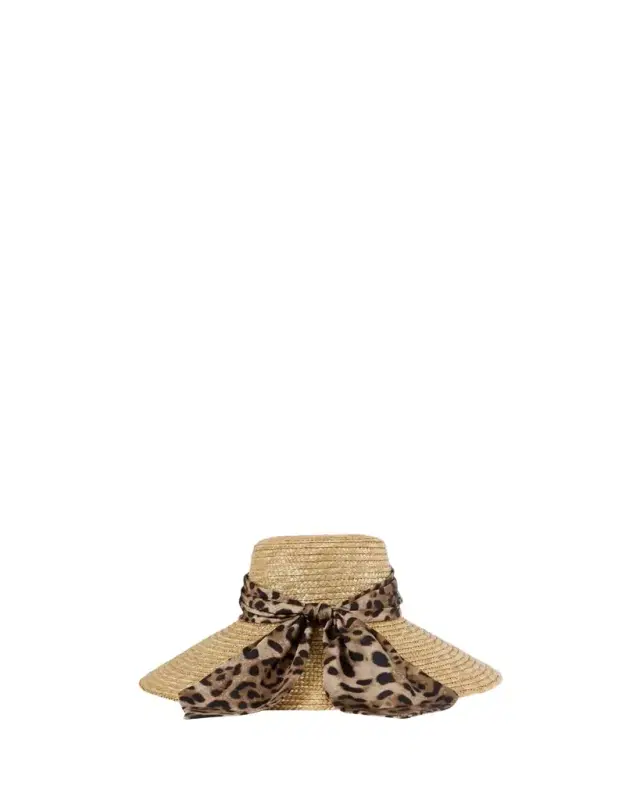 Mirabel Animal-Print Bow Straw Hat