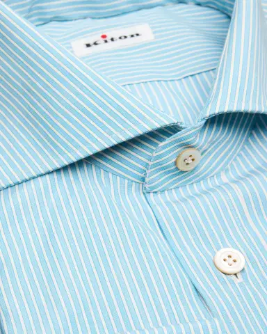 Kiton Men's Pinstripe Cotton Spread Collar Dress Shirt | Thumbnail 2 Kiton Men's Pinstripe Cotton Spread Collar Dress Shirt | Thumbnail 2