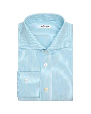 Kiton Men's Pinstripe Cotton Spread Collar Dress Shirt | Thumbnail 1 Kiton Men's Pinstripe Cotton Spread Collar Dress Shirt | Thumbnail 1
