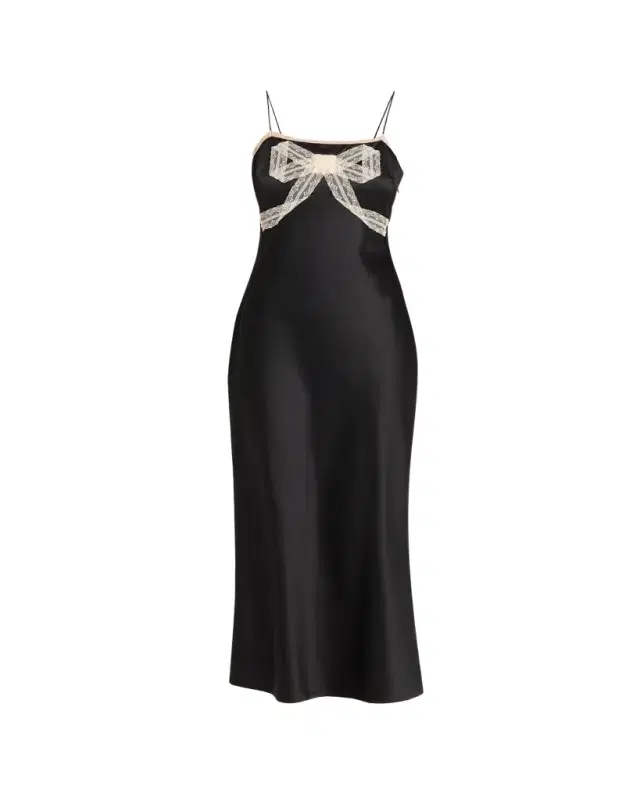 Isolie Lace Bow Crepe Midi Dress