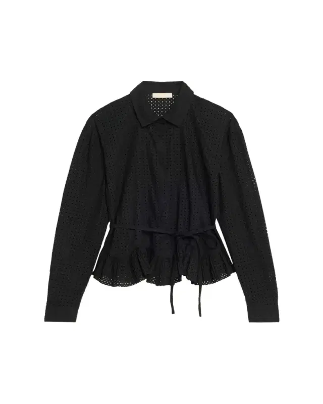 Kelila Long-Sleeve Button-Front Cotton Top