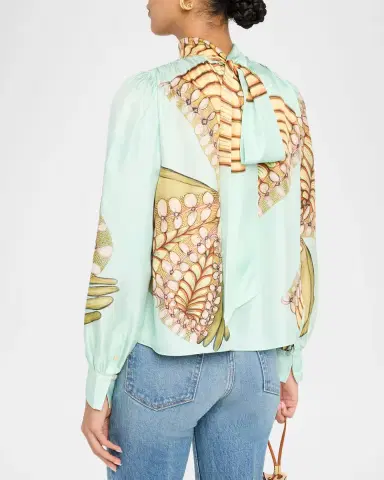 Ulla Johnson Ornament Silk Tie-Neck Blouse | Thumbnail 2