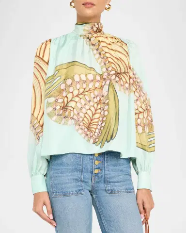 Ulla Johnson Ornament Silk Tie-Neck Blouse | Thumbnail 3