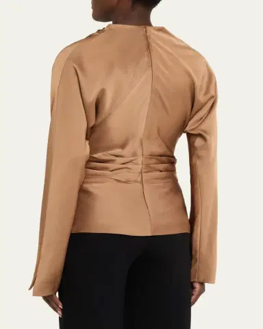 Simkhai Victoria Draped Long-Sleeve Blouse | Thumbnail 3 Simkhai Victoria Draped Long-Sleeve Blouse | Thumbnail 3