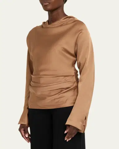 Simkhai Victoria Draped Long-Sleeve Blouse | Thumbnail 4 Simkhai Victoria Draped Long-Sleeve Blouse | Thumbnail 4