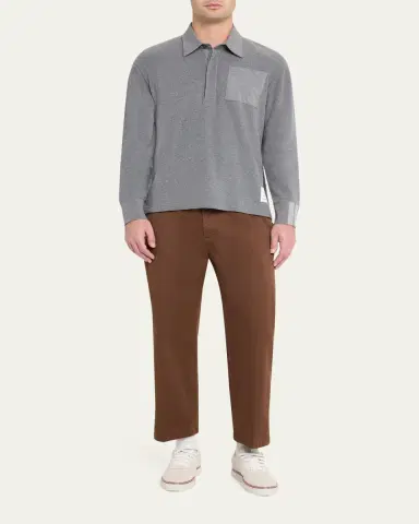 Thom Browne Men's Cotton Waffle-Texture Rugby Polo Shirt | Thumbnail 2