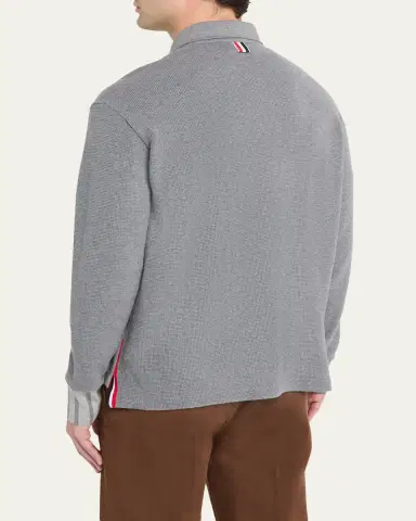 Thom Browne Men's Cotton Waffle-Texture Rugby Polo Shirt | Thumbnail 3