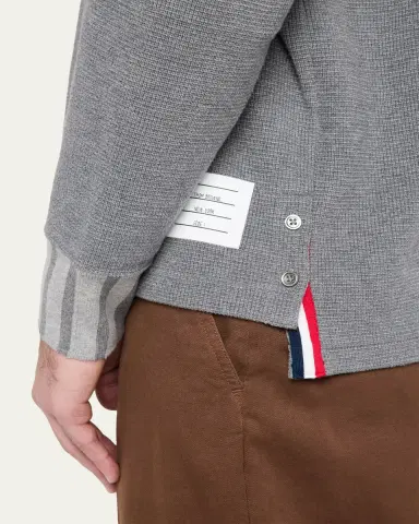Thom Browne Men's Cotton Waffle-Texture Rugby Polo Shirt | Thumbnail 5