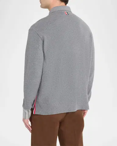 Thom Browne Men's Cotton Waffle-Texture Rugby Polo Shirt | Thumbnail 7