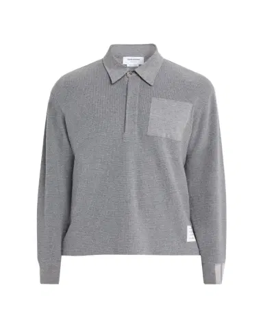 Thom Browne Men's Cotton Waffle-Texture Rugby Polo Shirt | Thumbnail 1