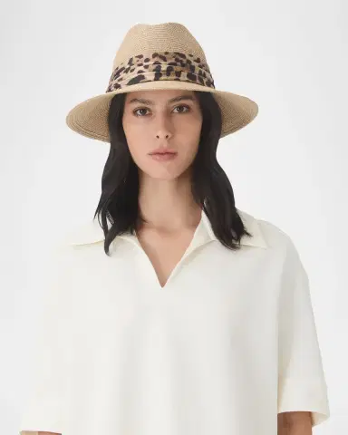 Eugenia Kim Courtney Animal-Print Sash Woven Packable Fedora | Thumbnail 4 Eugenia Kim Courtney Animal-Print Sash Woven Packable Fedora | Thumbnail 4