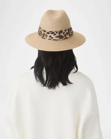 Eugenia Kim Courtney Animal-Print Sash Woven Packable Fedora | Thumbnail 5 Eugenia Kim Courtney Animal-Print Sash Woven Packable Fedora | Thumbnail 5