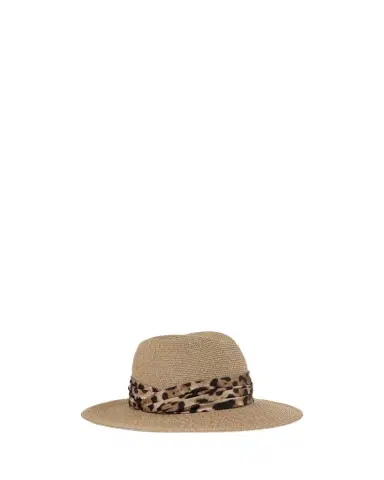 Eugenia Kim Courtney Animal-Print Sash Woven Packable Fedora | Thumbnail 1 Eugenia Kim Courtney Animal-Print Sash Woven Packable Fedora | Thumbnail 1