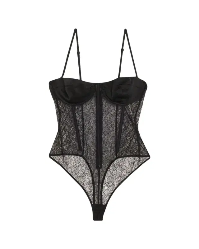 Petite Fleur Sweetheart Floral Lace Bodysuit