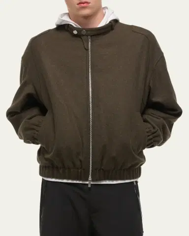 Helmut Lang Men's Belted Wool-Blend Bomber Jacket | Thumbnail 5