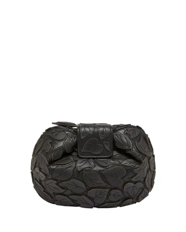Demi Leaf Applique Nappa Leather Clutch Bag