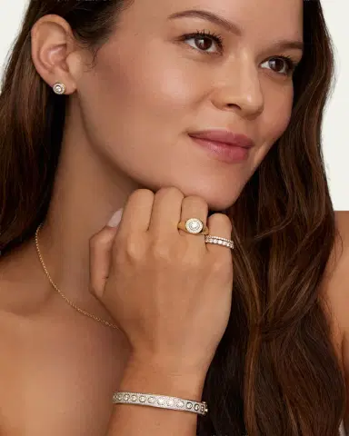 Jamie Wolf 18K Yellow & White Gold Bezel-Set & Pave Diamond Hinge Bangle | Thumbnail 2 Jamie Wolf 18K Yellow & White Gold Bezel-Set & Pave Diamond Hinge Bangle | Thumbnail 2