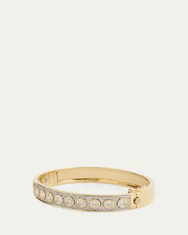 Jamie Wolf 18K Yellow & White Gold Bezel-Set & Pave Diamond Hinge Bangle | Thumbnail 3 Jamie Wolf 18K Yellow & White Gold Bezel-Set & Pave Diamond Hinge Bangle | Thumbnail 3