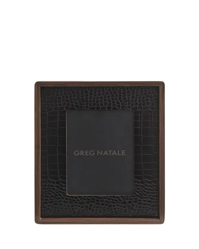 Terreno Wood & Croc-Embossed Vegan Leather Frame, 5" x 7"