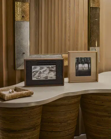 Greg Natale Terreno Wood & Croc-Embossed Vegan Leather Frame, 5" x 7" | Thumbnail 2 Greg Natale Terreno Wood & Croc-Embossed Vegan Leather Frame, 5" x 7" | Thumbnail 2