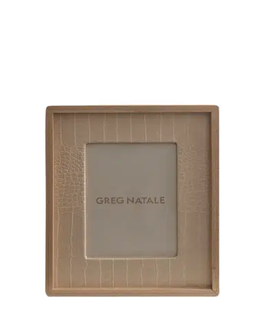 Greg Natale Terreno Wood & Croc-Embossed Vegan Leather Frame, 5" x 7" | Thumbnail 1 Greg Natale Terreno Wood & Croc-Embossed Vegan Leather Frame, 5" x 7" | Thumbnail 1
