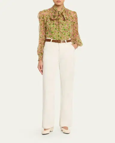 Burberry Lila Floral Silk Scarf-Tie Blouse | Thumbnail 2 Burberry Lila Floral Silk Scarf-Tie Blouse | Thumbnail 2