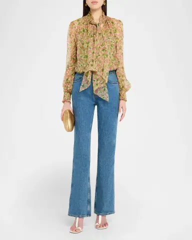 Burberry Lila Floral Silk Scarf-Tie Blouse | Thumbnail 6 Burberry Lila Floral Silk Scarf-Tie Blouse | Thumbnail 6
