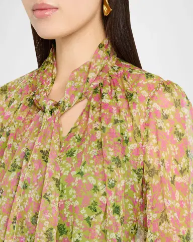 Burberry Lila Floral Silk Scarf-Tie Blouse | Thumbnail 9 Burberry Lila Floral Silk Scarf-Tie Blouse | Thumbnail 9