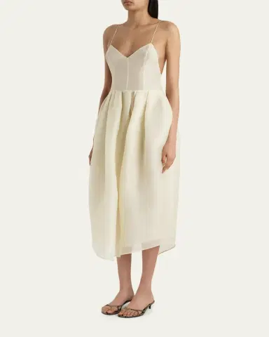 Khaite Colette Silk Organza Sleeveless Fit-And-Flare Midi Dress | Thumbnail 2 Khaite Colette Silk Organza Sleeveless Fit-And-Flare Midi Dress | Thumbnail 2