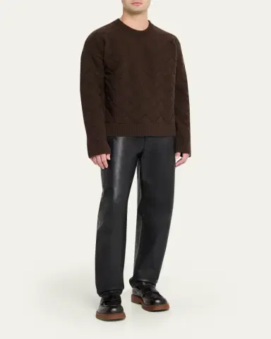 Bottega Veneta Men's Intrecciato Wool Knit Crewneck Sweater | Thumbnail 2