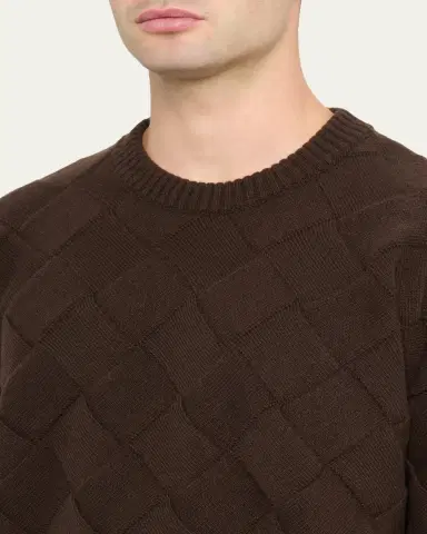Bottega Veneta Men's Intrecciato Wool Knit Crewneck Sweater | Thumbnail 5