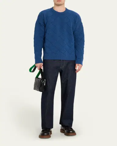 Bottega Veneta Men's Intrecciato Wool Knit Crewneck Sweater | Thumbnail 6