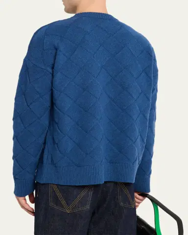 Bottega Veneta Men's Intrecciato Wool Knit Crewneck Sweater | Thumbnail 7
