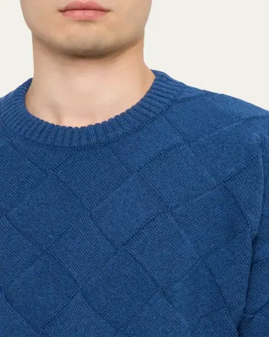 Bottega Veneta Men's Intrecciato Wool Knit Crewneck Sweater | Thumbnail 9