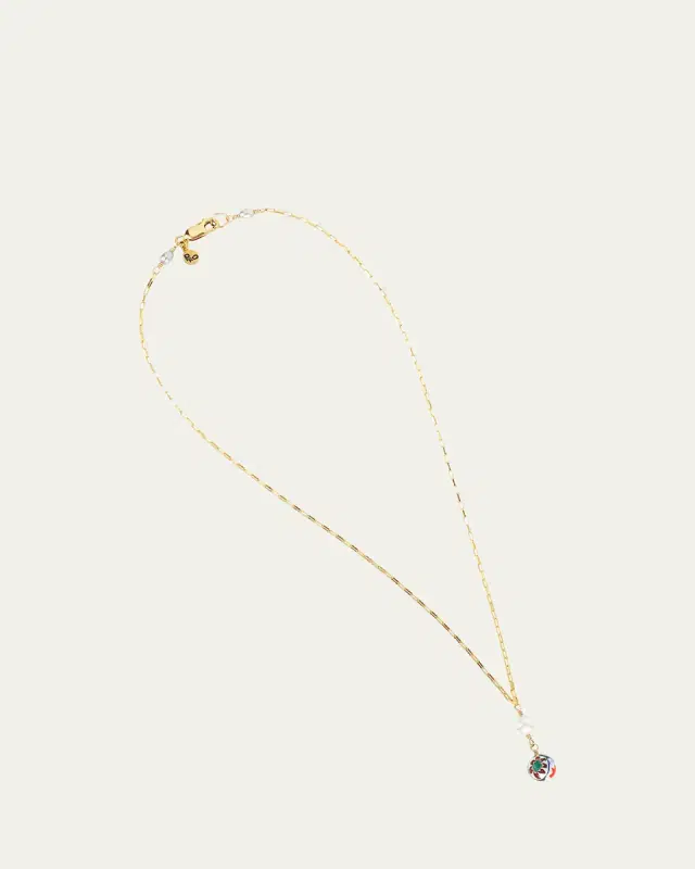 Orbit Necklace with Pearls and Glass Pendant