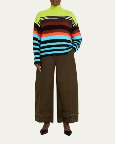 CHRISTOPHER JOHN ROGERS Striped Brushed Wool Turtleneck Sweater | Thumbnail 2