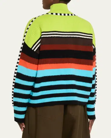CHRISTOPHER JOHN ROGERS Striped Brushed Wool Turtleneck Sweater | Thumbnail 3