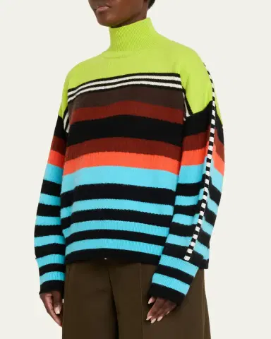 CHRISTOPHER JOHN ROGERS Striped Brushed Wool Turtleneck Sweater | Thumbnail 4