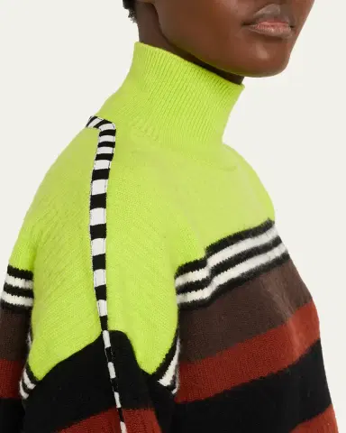 CHRISTOPHER JOHN ROGERS Striped Brushed Wool Turtleneck Sweater | Thumbnail 5