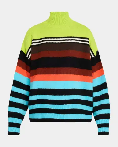 CHRISTOPHER JOHN ROGERS Striped Brushed Wool Turtleneck Sweater | Thumbnail 6