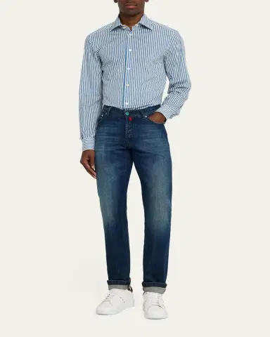 Kiton Men's Cotton-Stretch Stripe Button-Down Shirt | Thumbnail 2 Kiton Men's Cotton-Stretch Stripe Button-Down Shirt | Thumbnail 2