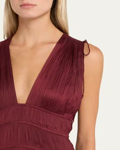 Ulla Johnson Tasneem Pleated Deep-V Satin Gown | Thumbnail 5 Ulla Johnson Tasneem Pleated Deep-V Satin Gown | Thumbnail 5